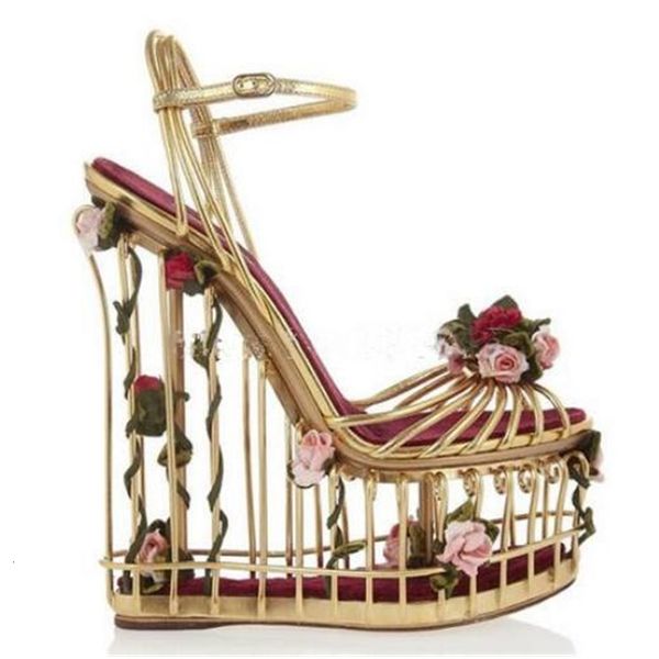 sandals fashion gold 3d beautified flower clippings birdcage wedges sandals woman thick platform weird fretwork shoes track 9hbc, Black
sandals fashion gold 3d beautified flower clippings birdcage wedges sandals woman thick platform weird fretwork shoes track 9hbc, Black