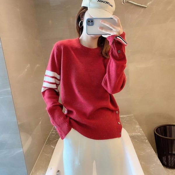 women's sweaters 2021 fall/winter sweater color point college style red loose men and women couples wear backing knitted shirt top, White;black
women's sweaters 2021 fall/winter sweater color point college style red loose men and women couples wear backing knitted shirt top, White;black
