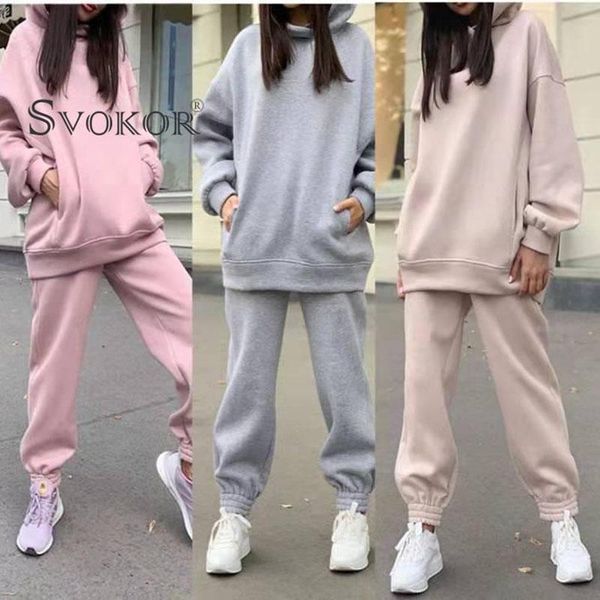 women's two piece pants hoodies set svokor women loose sweater suit long sleeve solid casual pocket pullover sports female, White
women's two piece pants hoodies set svokor women loose sweater suit long sleeve solid casual pocket pullover sports female, White