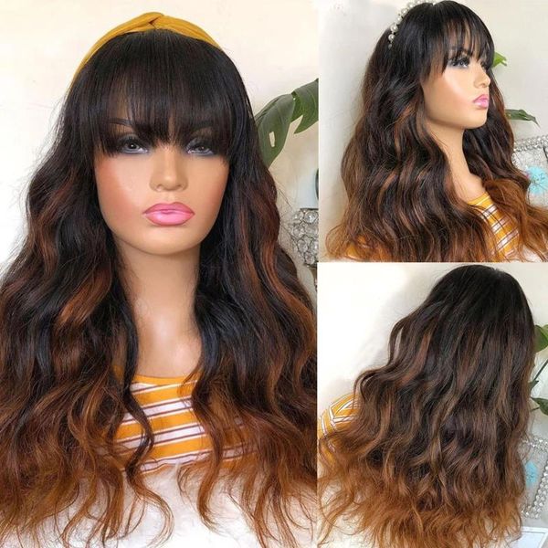 lace wigs glueless bangs brown ombre front human hair for women blonde wavy 250%density t part headband wig peruvian remy fringe, Black;brown
lace wigs glueless bangs brown ombre front human hair for women blonde wavy 250%density t part headband wig peruvian remy fringe, Black;brown