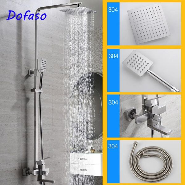 dofaso stainless steel shower faucet quality brushed 304 mixer set 8"stainless square head bathroom sets
dofaso stainless steel shower faucet quality brushed 304 mixer set 8"stainless square head bathroom sets