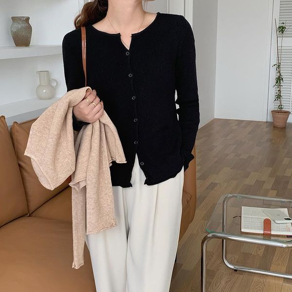 women's knits & tees alien kitty 2021 autumn ladies sweater korean o neck single-breasted all-match solid color classic fashion knitted, White 
women's knits & tees alien kitty 2021 autumn ladies sweater korean o neck single-breasted all-match solid color classic fashion knitted, White