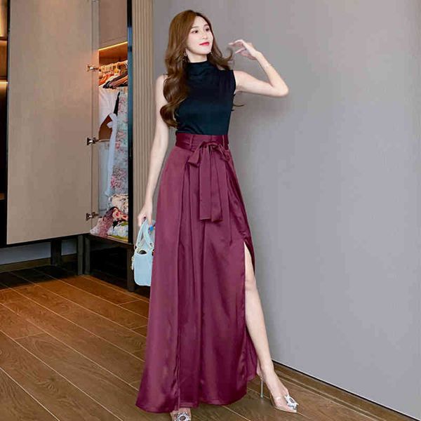 pant arrival female fashion: spring black, sleeveless shirt waist down satin sharing long pants two pieces together, White
pant arrival female fashion: spring black, sleeveless shirt waist down satin sharing long pants two pieces together, White