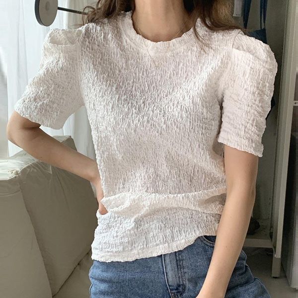 women's t-shirt zcsmll simple round neck pullover fold bubble cotton all-match short-sleeved women korean 2021 spring summer, White
women's t-shirt zcsmll simple round neck pullover fold bubble cotton all-match short-sleeved women korean 2021 spring summer, White