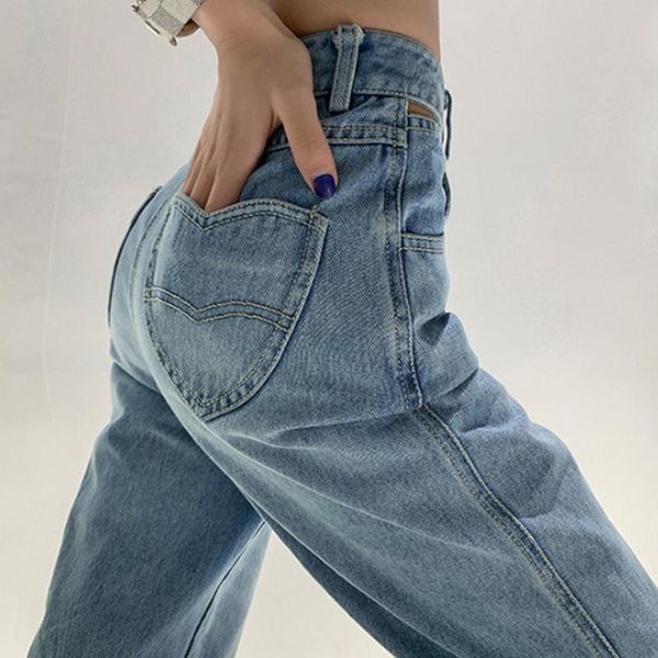 women's jeans high waist for women chic straight leg denim pants light blue trouser streetwear style heart pocket
women's jeans high waist for women chic straight leg denim pants light blue trouser streetwear style heart pocket