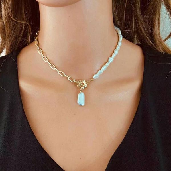 pendant necklaces vintage irregular pearl necklace woman elegant clavicle chain fashion flower ot buckle simplic personality jewelry, Silver
pendant necklaces vintage irregular pearl necklace woman elegant clavicle chain fashion flower ot buckle simplic personality jewelry, Silver