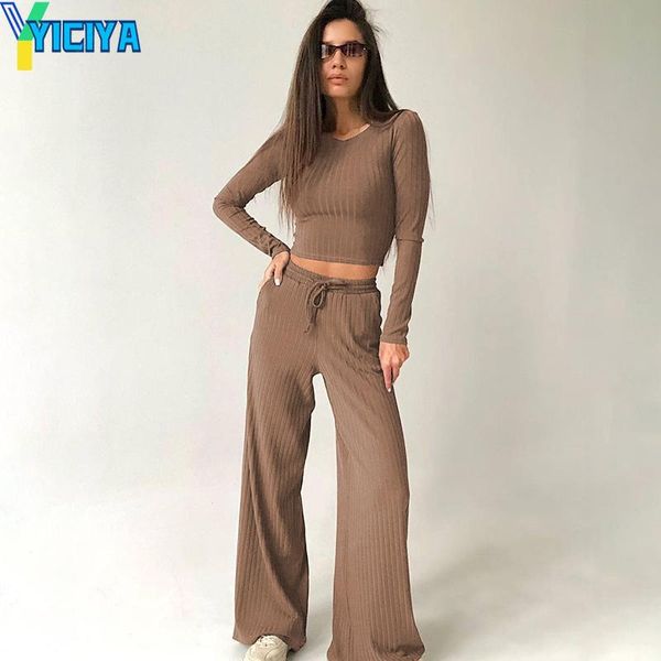 women's two piece pants autumn solid basic set women tracksuit cropped t-shirt and wide leg loungewear matching sets outfits, White
women's two piece pants autumn solid basic set women tracksuit cropped t-shirt and wide leg loungewear matching sets outfits, White