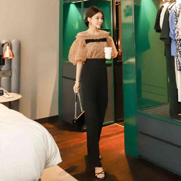 pant arrival comfortable fashion 2 female knitted perspective shirt black pants long lady's elegant ensembles, White
pant arrival comfortable fashion 2 female knitted perspective shirt black pants long lady's elegant ensembles, White