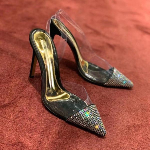 dress shoes 2021 european and american rhinestone fairy temperamental pointed transparent stiletto mid-heel high heels pumps, Black
dress shoes 2021 european and american rhinestone fairy temperamental pointed transparent stiletto mid-heel high heels pumps, Black