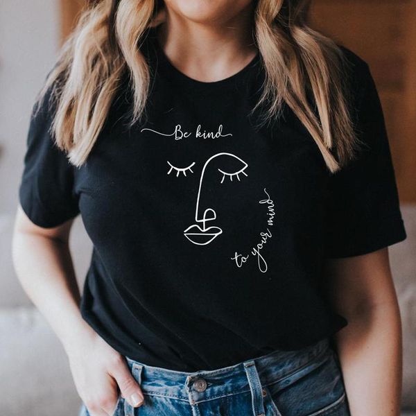 women's t-shirt be kind to your mind abstract face drawing print tshirt funny women health kindness art tee shirt, White
women's t-shirt be kind to your mind abstract face drawing print tshirt funny women health kindness art tee shirt, White