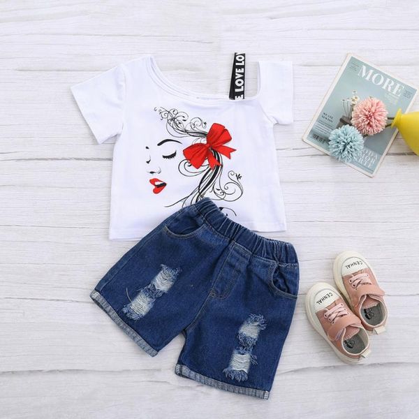 baby girls clothes sets summer white t-shirt + denim shorts girl two pieces outfits chirldren clothing suit
baby girls clothes sets summer white t-shirt + denim shorts girl two pieces outfits chirldren clothing suit