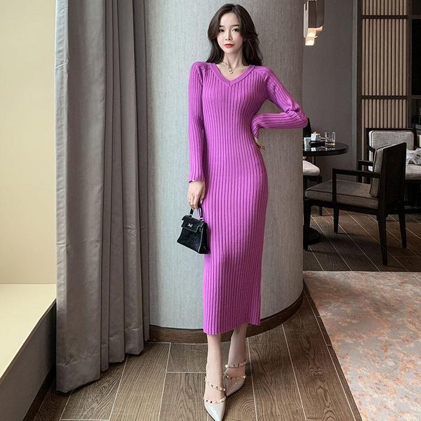 women 2021 autumn winter fashion long knitted dress female slim thick sweater dresses ladies solid color v-neck vestidos d409 casual, Black;gray
women 2021 autumn winter fashion long knitted dress female slim thick sweater dresses ladies solid color v-neck vestidos d409 casual, Black;gray
