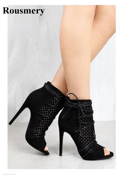 boots arrival women fashion open toe breathable lace-up suede leather gladiator cut-out high heel ankle, Black
boots arrival women fashion open toe breathable lace-up suede leather gladiator cut-out high heel ankle, Black