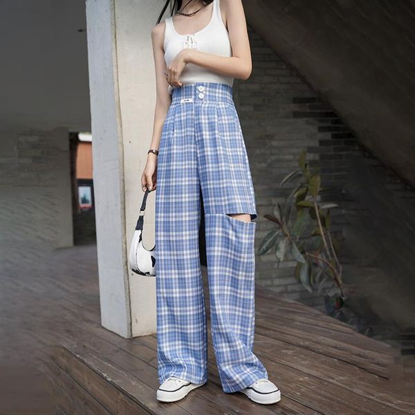 women's pants & capris ripped plaid aesthetic korean loose streetwear trousers high waisted women elastic waist wide leg fashion haraju, Black;white
women's pants & capris ripped plaid aesthetic korean loose streetwear trousers high waisted women elastic waist wide leg fashion haraju, Black;white