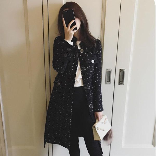 women's wool & blends spring and autumn fashoin woolen coat vintage style long, Black
women's wool & blends spring and autumn fashoin woolen coat vintage style long, Black