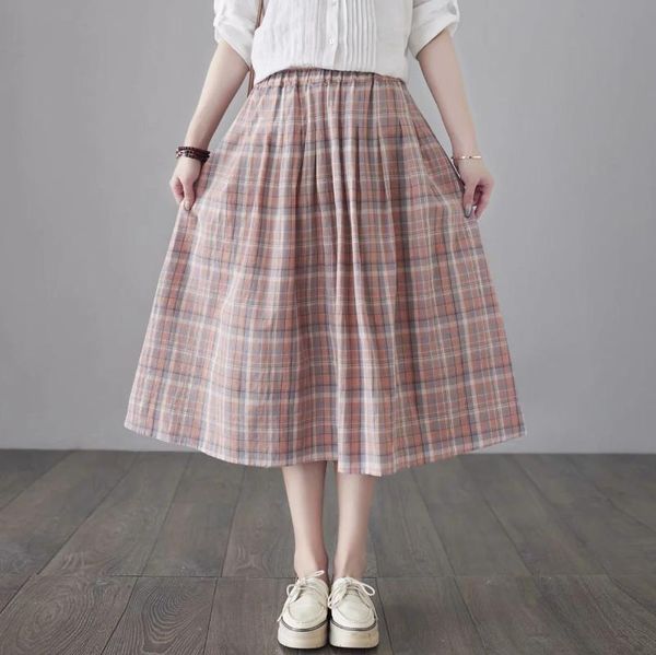 skirts 2021 spring summer literary cotton linen women fashion elegant high-waisted plaid long a-line skirt chic falda for female, Black
skirts 2021 spring summer literary cotton linen women fashion elegant high-waisted plaid long a-line skirt chic falda for female, Black