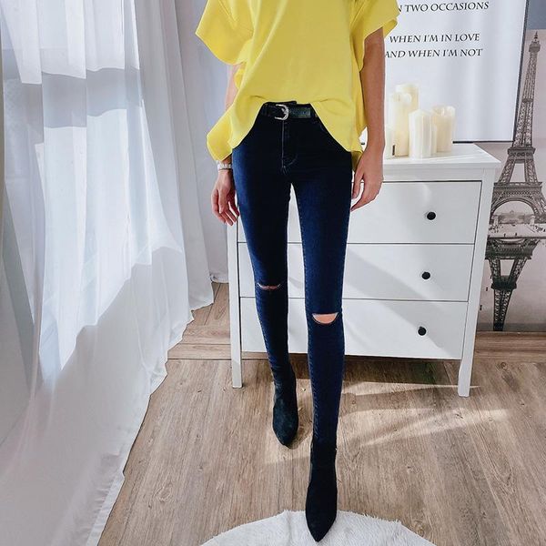 women's jeans dabuwawa zipper skinny casual hole pencil women bottoms streetwear mid waist buttoned denim trousers female dt1alj002, Blue
women's jeans dabuwawa zipper skinny casual hole pencil women bottoms streetwear mid waist buttoned denim trousers female dt1alj002, Blue