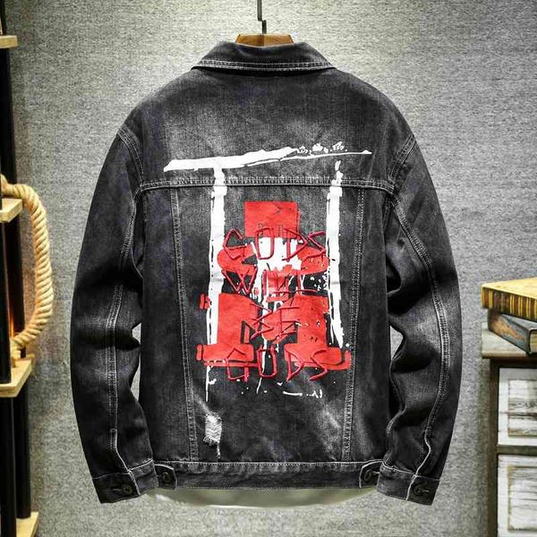 men's fashion 2021 spring and autumn new brand loose printing korean jeans casual jacket men, Black
men's fashion 2021 spring and autumn new brand loose printing korean jeans casual jacket men, Black
