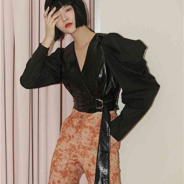 women's trench coats puff sleeve leather cropped jacket women autumn coat black v neck designer fall clothing fashion 8rcy, Tan;black
women's trench coats puff sleeve leather cropped jacket women autumn coat black v neck designer fall clothing fashion 8rcy, Tan;black