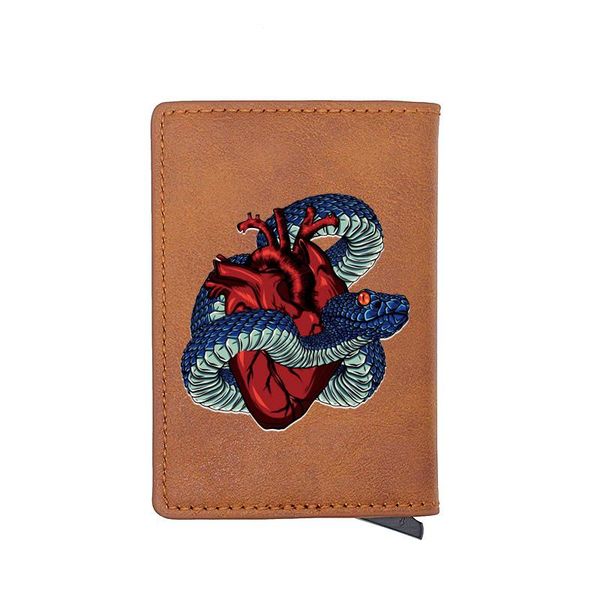 card holders cool snake and heart digital printing casual leather holder wallet men women charm short purse gift, Brown;gray
card holders cool snake and heart digital printing casual leather holder wallet men women charm short purse gift, Brown;gray