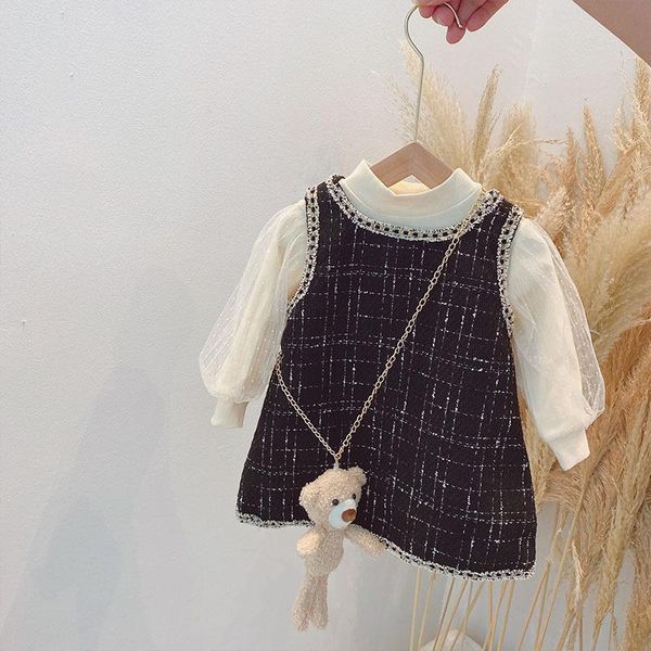 girl's dresses baby girl dress two-piece set autumn beige black kids for girls fashion plaid princess 2021 send bear, Red;yellow
girl's dresses baby girl dress two-piece set autumn beige black kids for girls fashion plaid princess 2021 send bear, Red;yellow