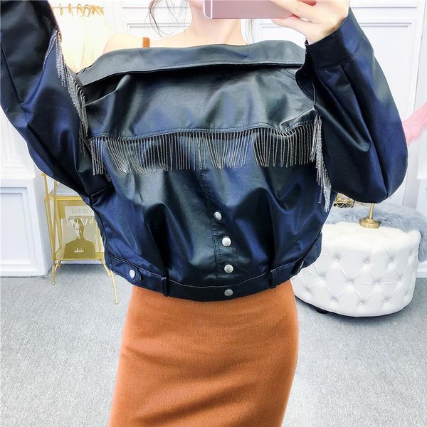 women's jackets autumn jacket woman fashion loose thin back tassel motorcycle leather women black pu female with, Black;brown
women's jackets autumn jacket woman fashion loose thin back tassel motorcycle leather women black pu female with, Black;brown
