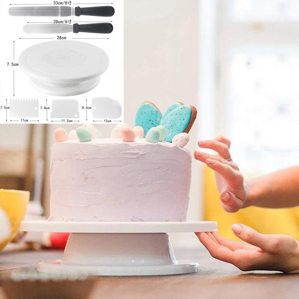 baking & pastry tools kitchen accessories diy cake turntable rotating plastic dough knife decorating cream standturntable