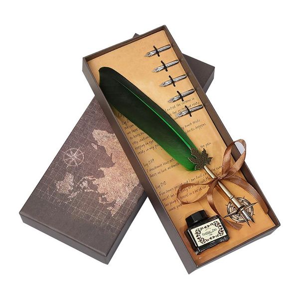 antique vintage feather pen business set creative calligraphy dip ink fountain birthday gift student office writing pens
antique vintage feather pen business set creative calligraphy dip ink fountain birthday gift student office writing pens