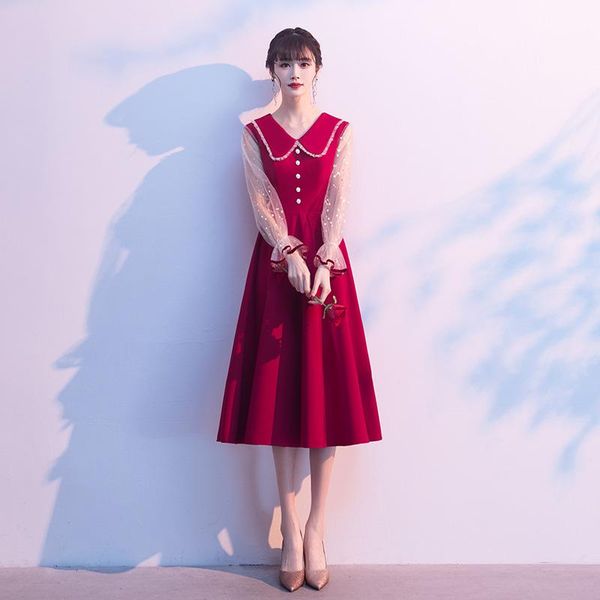 ethnic clothing women a-line prom dresses formal party gown toast v-neck burgundy long sleeve evening, Red
ethnic clothing women a-line prom dresses formal party gown toast v-neck burgundy long sleeve evening, Red