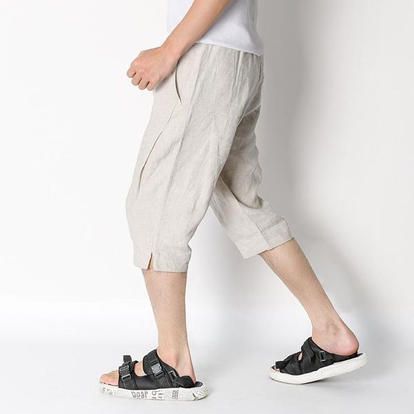men's shorts summer linen quarter sleeve casual solid pants youth beach tether, White;black
men's shorts summer linen quarter sleeve casual solid pants youth beach tether, White;black