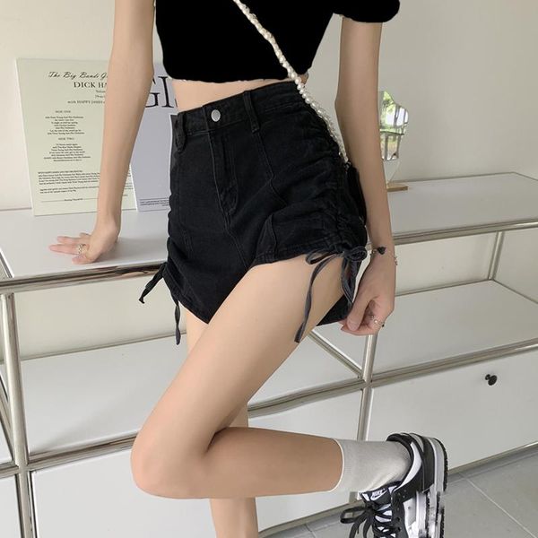 women's shorts summer womens shirring ladies solid all-match high waist ulzzang fit fashion retro leisure denim soft chic, White;black
women's shorts summer womens shirring ladies solid all-match high waist ulzzang fit fashion retro leisure denim soft chic, White;black