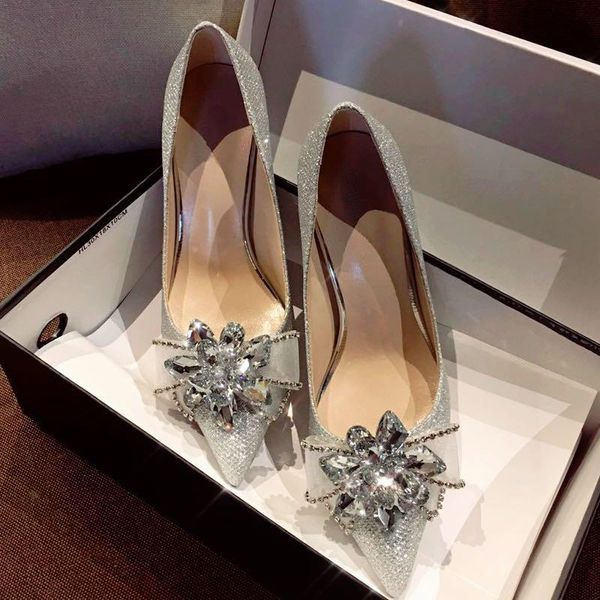 spring pointed women's fashion single shoes wedding bride high heel crystal dress, Black
spring pointed women's fashion single shoes wedding bride high heel crystal dress, Black