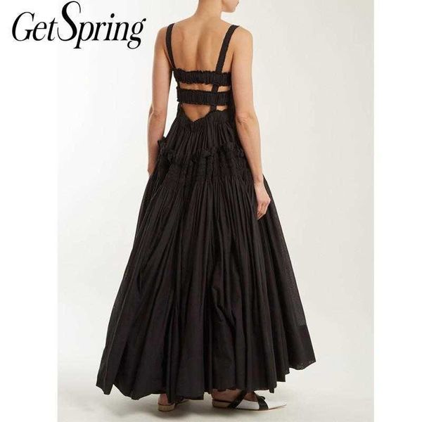 getspring women dress retro pleated spaghetti strap es cotton backless high waist large hem long summer es 210601, Black;gray
getspring women dress retro pleated spaghetti strap es cotton backless high waist large hem long summer es 210601, Black;gray