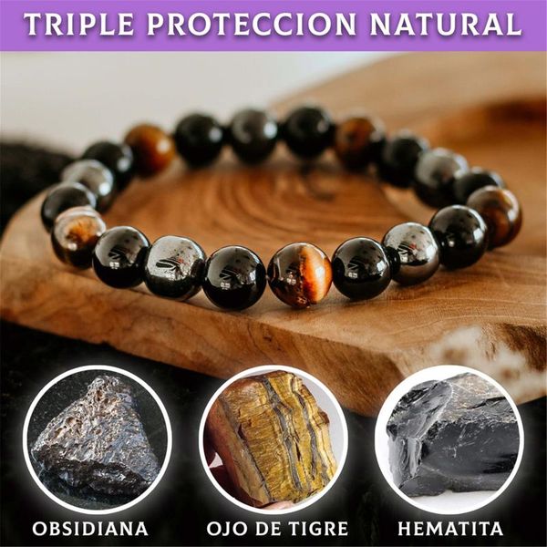 bangle triple protection bracelet 8/10mm round bead hand chain jewelry gift for men women hsj88, Black
bangle triple protection bracelet 8/10mm round bead hand chain jewelry gift for men women hsj88, Black