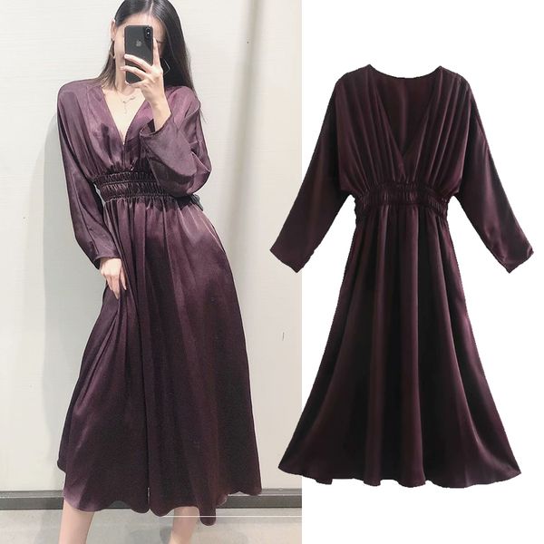 casual dresses women solid color dress silk texture long deep v neck slim waist chic party mujer grhx, Black;gray
casual dresses women solid color dress silk texture long deep v neck slim waist chic party mujer grhx, Black;gray