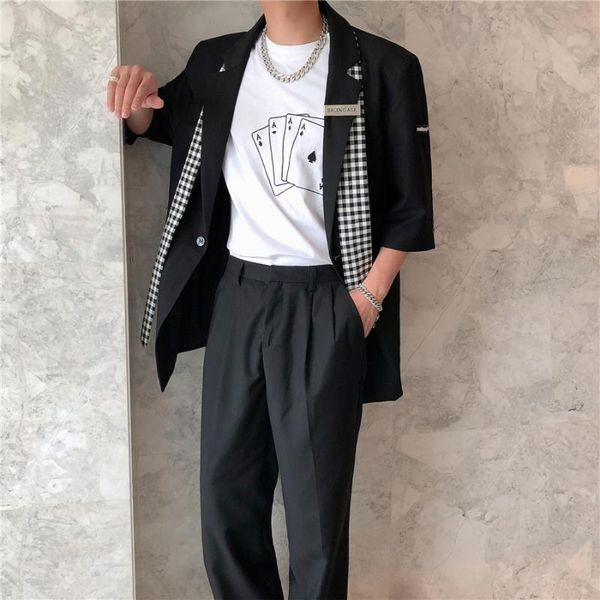 men's suits & blazers grid stitching men tuxedo suit nightclub street casual ternos masculino business tuxedos slim designers 2021, White;black
men's suits & blazers grid stitching men tuxedo suit nightclub street casual ternos masculino business tuxedos slim designers 2021, White;black