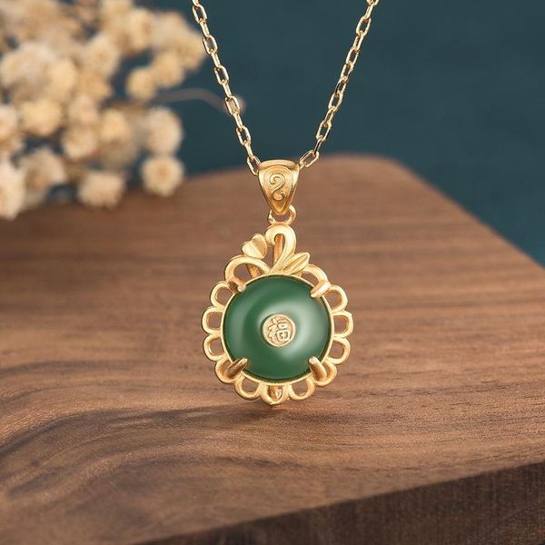 chinese retro court style design ancient gilt fu characters imitating natural jade classic women's necklace jewelry pendant necklaces, Silver
chinese retro court style design ancient gilt fu characters imitating natural jade classic women's necklace jewelry pendant necklaces, Silver