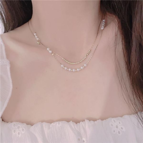 chains pearl double necklace for female neck chain multilayer design metal clavicle vintage necklaces girls' party gift, Silver
chains pearl double necklace for female neck chain multilayer design metal clavicle vintage necklaces girls' party gift, Silver
