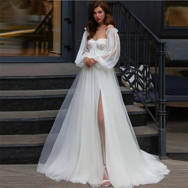 other wedding dresses split boho with detachable puff sleeves beach a-line gowns sweetheart vestidos de novia, White
other wedding dresses split boho with detachable puff sleeves beach a-line gowns sweetheart vestidos de novia, White