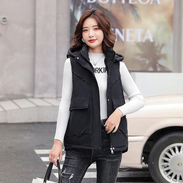 women's vests 2021 winter vest mid-length padded women coat loose wild sleeveless jacket, Black;white
women's vests 2021 winter vest mid-length padded women coat loose wild sleeveless jacket, Black;white