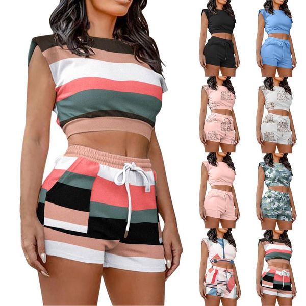 women's tracksuits sport sets women casual stripe printed sportswear printing sleeveless set vest two-piece suit ropa mujer verano, Gray
women's tracksuits sport sets women casual stripe printed sportswear printing sleeveless set vest two-piece suit ropa mujer verano, Gray