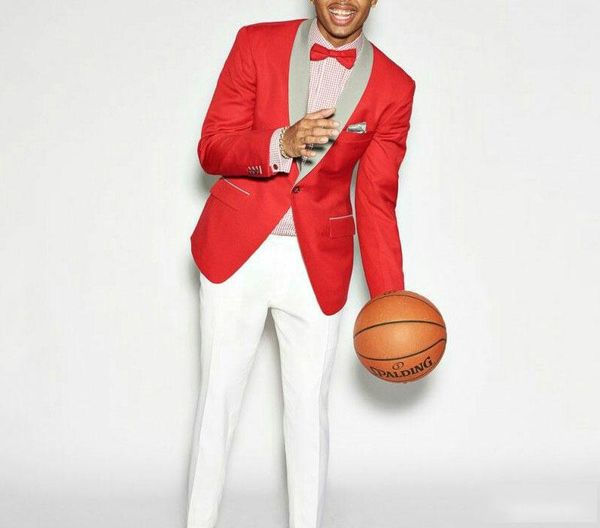 men's suits & blazers red jacket with white pants slim fit 2 pieces custom made men wedding casual party prom trajes para hombre, White;black
men's suits & blazers red jacket with white pants slim fit 2 pieces custom made men wedding casual party prom trajes para hombre, White;black