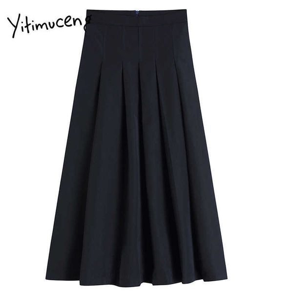 yitimuceng pleated skirt for women unicolor black high waist a-line spring summer fashion preppy style skirts 210601
yitimuceng pleated skirt for women unicolor black high waist a-line spring summer fashion preppy style skirts 210601