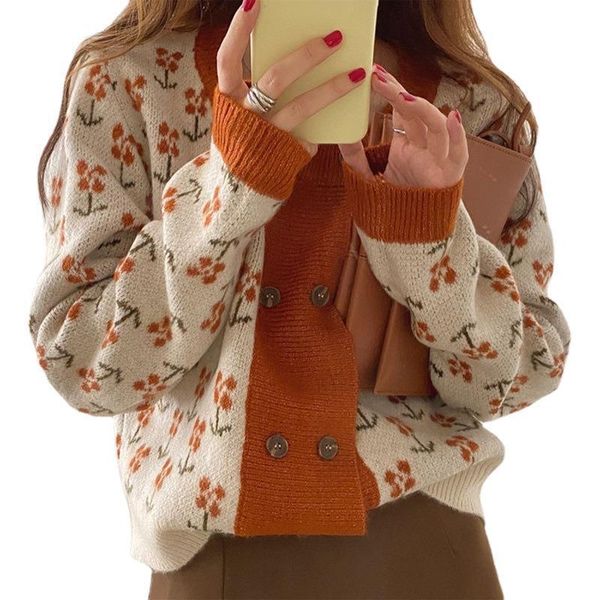 women's knits & tees hirigin 2021 girls loose long sleeve knitwear ladies round collar floral double-breasted knitted coat casual cardi, White
women's knits & tees hirigin 2021 girls loose long sleeve knitwear ladies round collar floral double-breasted knitted coat casual cardi, White