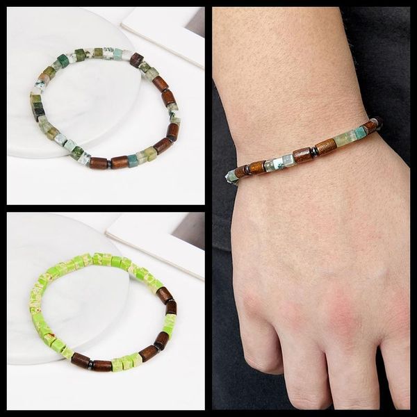 beaded, strands fashion creative men's women's beaded bracelets 4mm natural square stone bead elastic wood beads charm bracelet st, Black
beaded, strands fashion creative men's women's beaded bracelets 4mm natural square stone bead elastic wood beads charm bracelet st, Black
