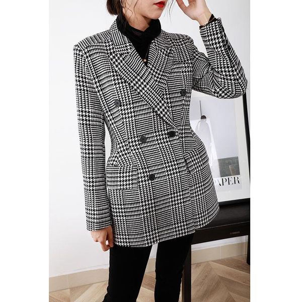 jacket wool handmade luxury for women vintage double breasted houndstooth woolen suit coat blazer feminino women's suits & blazers, White;black
jacket wool handmade luxury for women vintage double breasted houndstooth woolen suit coat blazer feminino women's suits & blazers, White;black