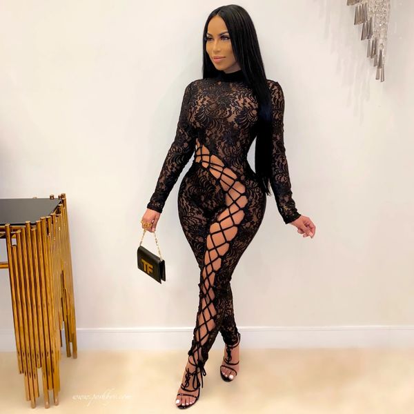 spring autumn women lace floral lace up see though jumpsuit club party overall bodycon rompers club outfits, Black;white
spring autumn women lace floral lace up see though jumpsuit club party overall bodycon rompers club outfits, Black;white