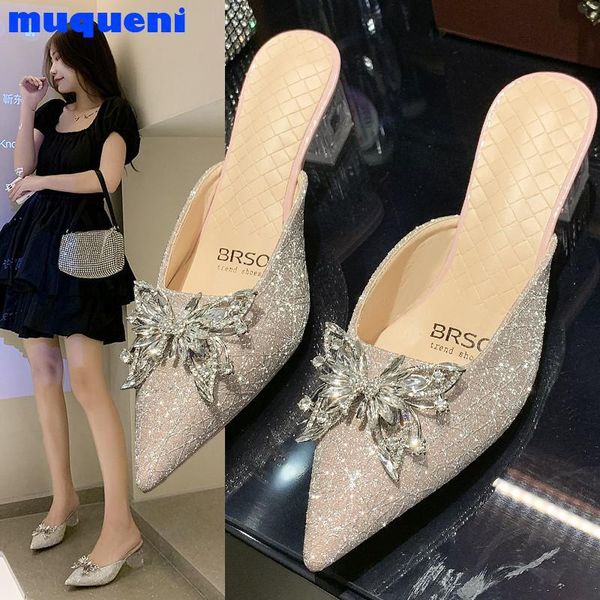 slippers -fairy style female high heels 2021 spring korean temperament pointed rhinestone bow women's shoes, Black
slippers -fairy style female high heels 2021 spring korean temperament pointed rhinestone bow women's shoes, Black