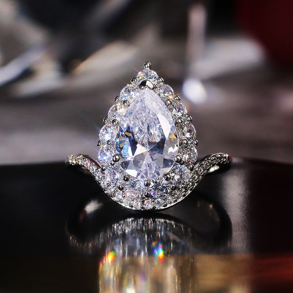s2556 fashion jewelry water drop ring retro female copper inlaid aaa zircon rings, Silver
s2556 fashion jewelry water drop ring retro female copper inlaid aaa zircon rings, Silver