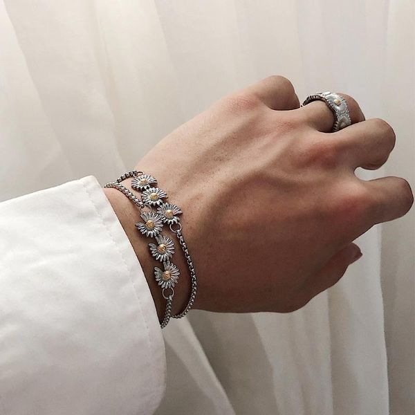 link, chain saz quan zhilong the same style little daisy forest retro bracelet hip hop titanium steel wild men and women jewelry tr, Black
link, chain saz quan zhilong the same style little daisy forest retro bracelet hip hop titanium steel wild men and women jewelry tr, Black